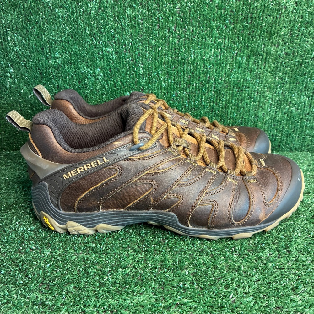 Merrell Chameleon 7 Slam Luna Leather Waterproof Hiking Shoes Brown Mens Sz 10.5